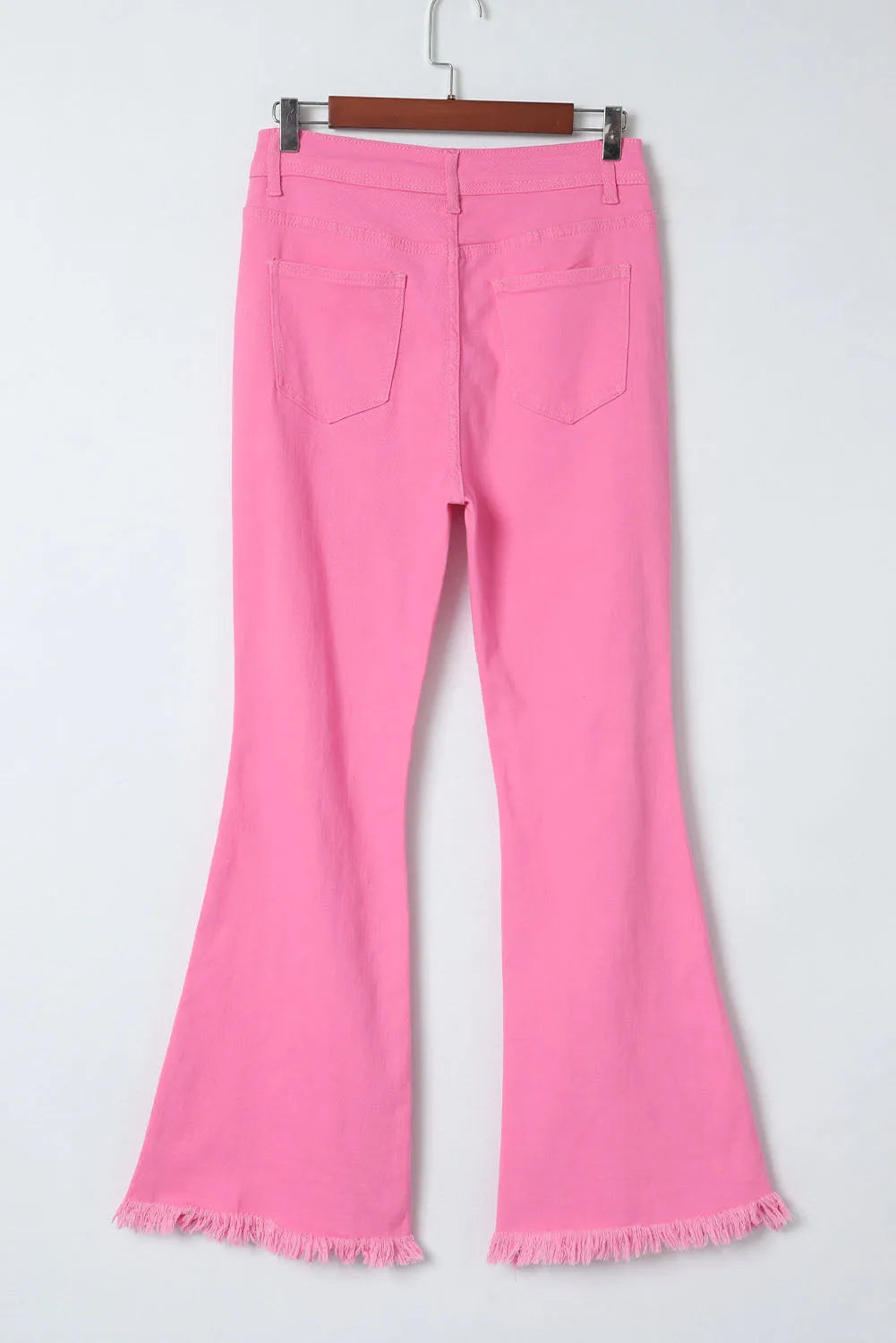 Pink Vintage High Waist Flare Leg Ripped Raw Hem Jeans - Chic Meadow Boutique 