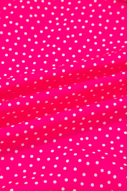 Rose Polka Dot Print Ruffled Smocked High Waist Plus Midi Dress