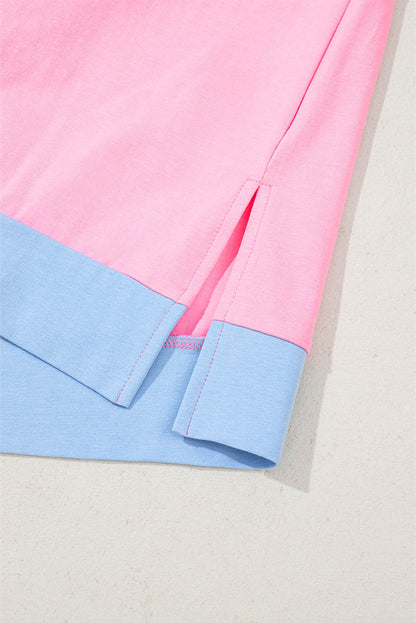 Myosotis Two Tone Half Buttons Collared T Shirt