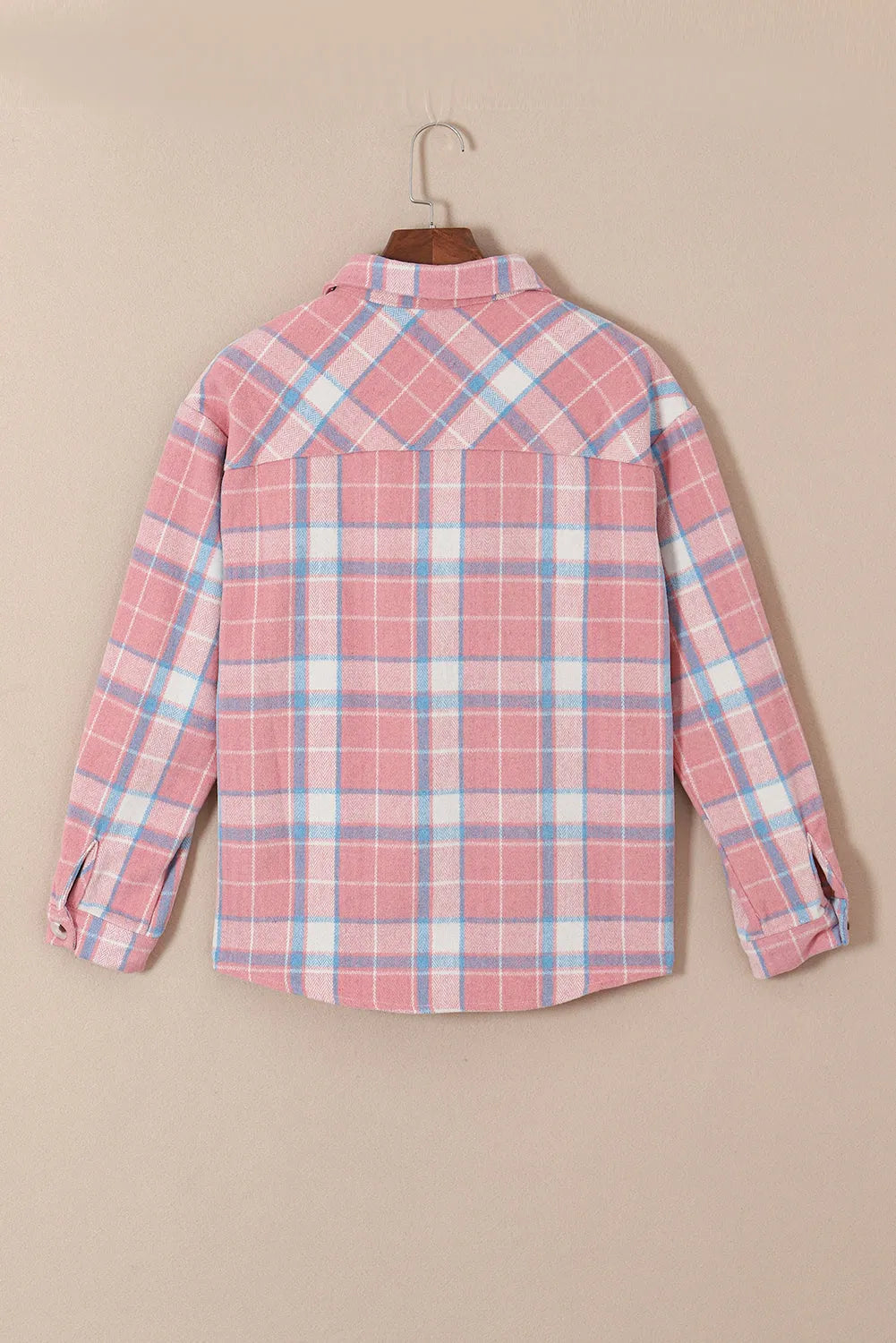 Pink Plaid Flap Pocket Flannel Shacket - Chic Meadow Boutique 