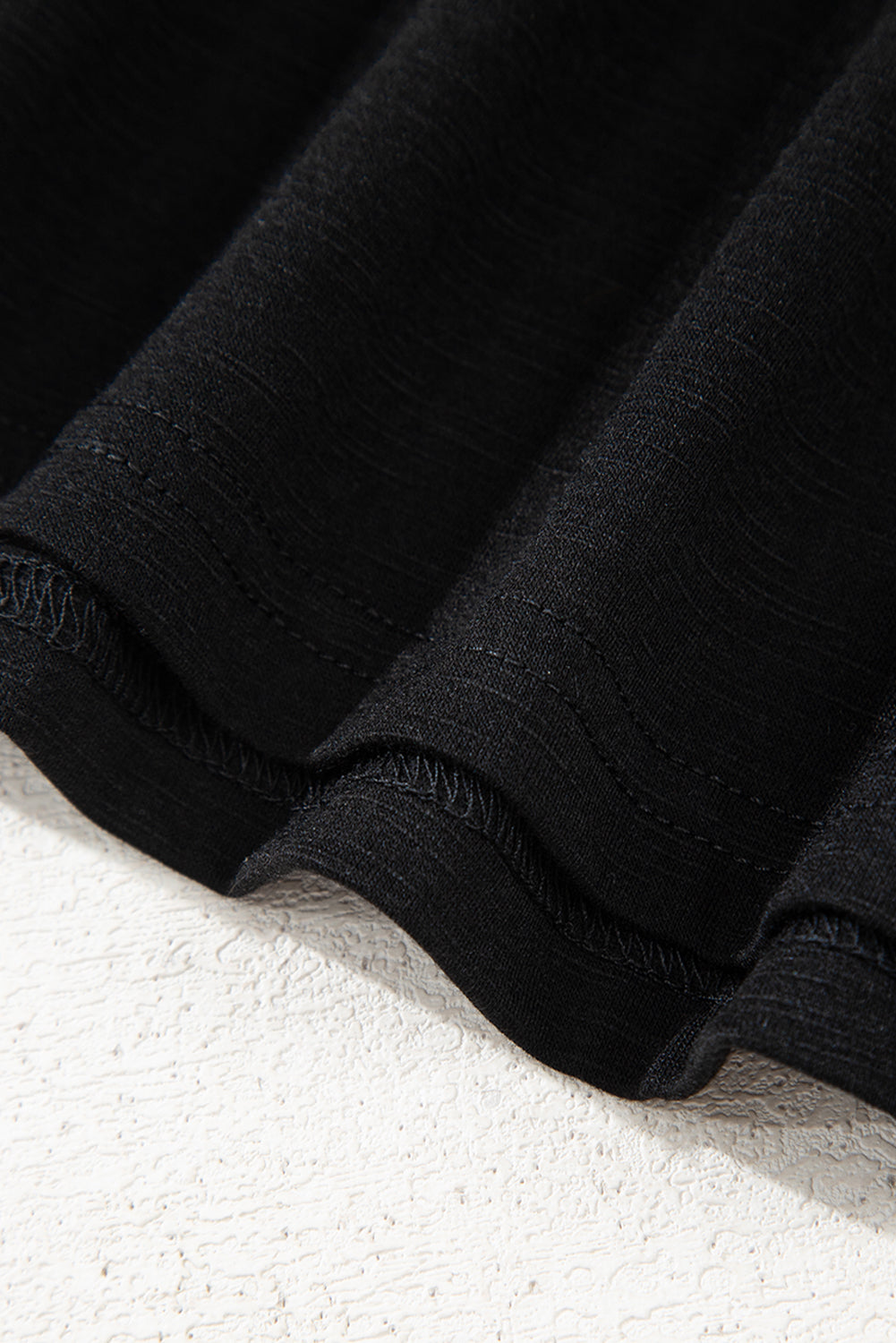 Black Colorful Shirred Yoke Notched V Neck Tank Top