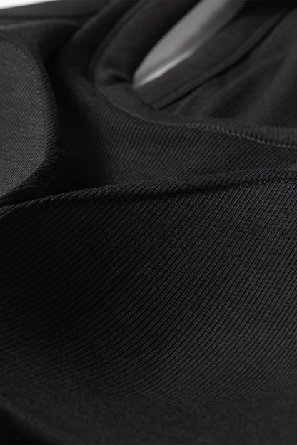 Black Slim Ribbed Padded Tank Top