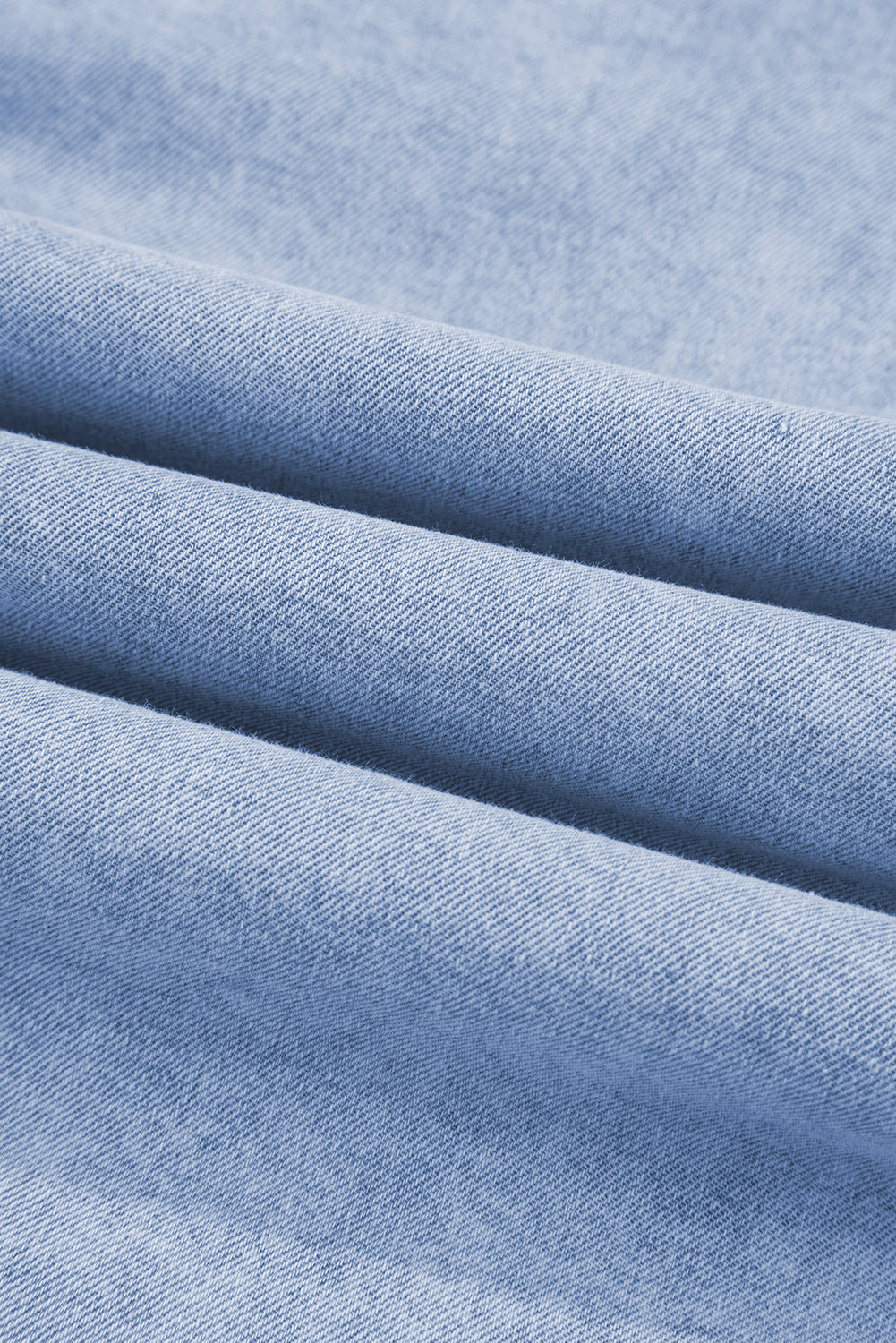 Beau Blue Double Ruffled Sleeves Buttoned A-line Collared Mini Denim Dress