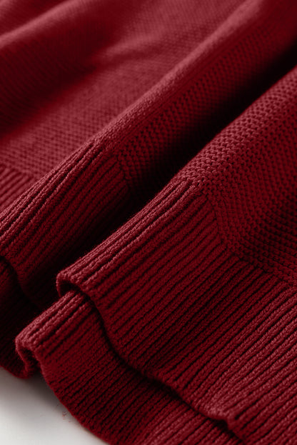 Red Dahlia Solid Color Front Seam Drop Shoulder Loose Sweater