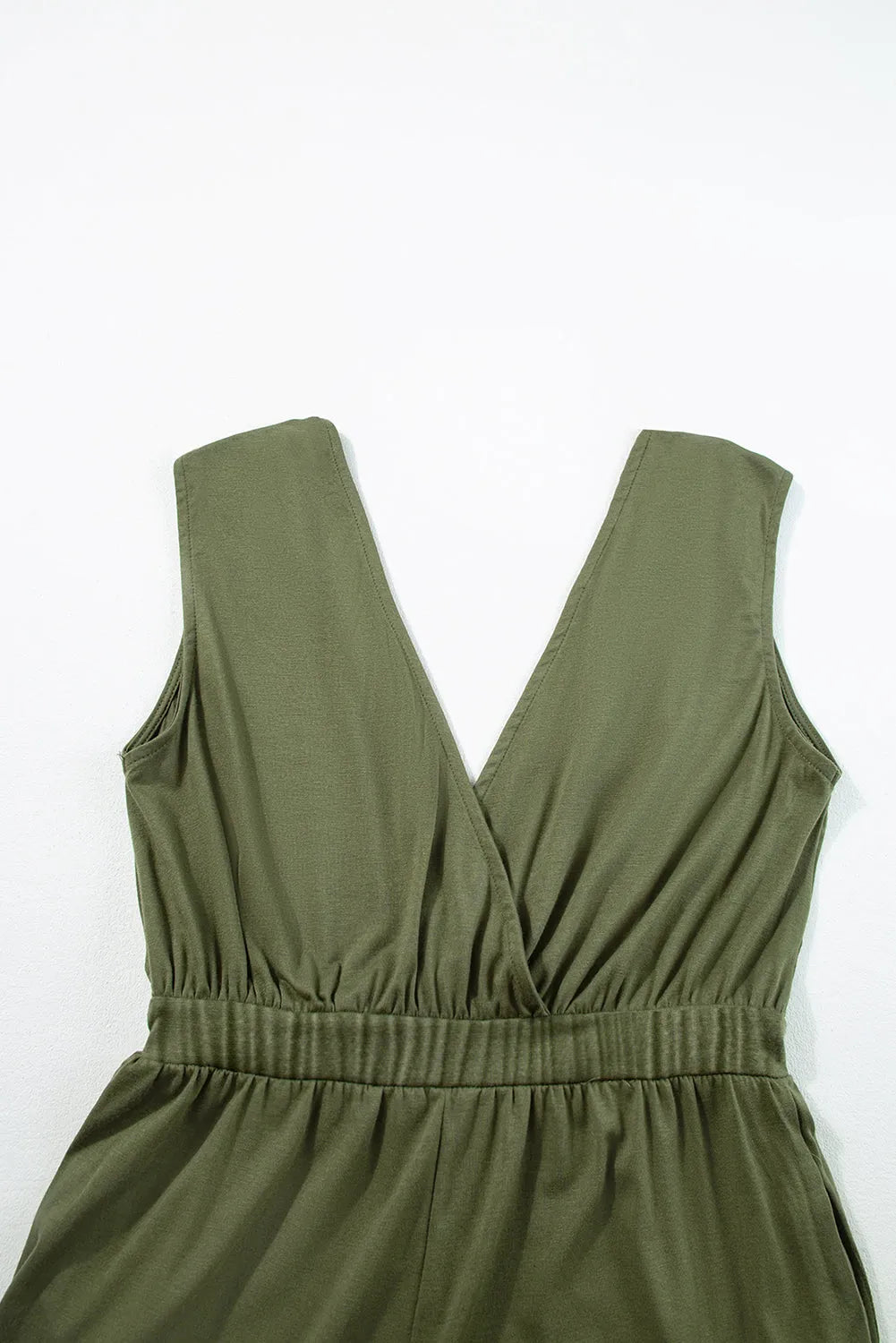 Bottoms/Jumpsuits & Rompers Jungle Green Deep V Pleated Crisscross Wide Leg Backless Jumpsuit