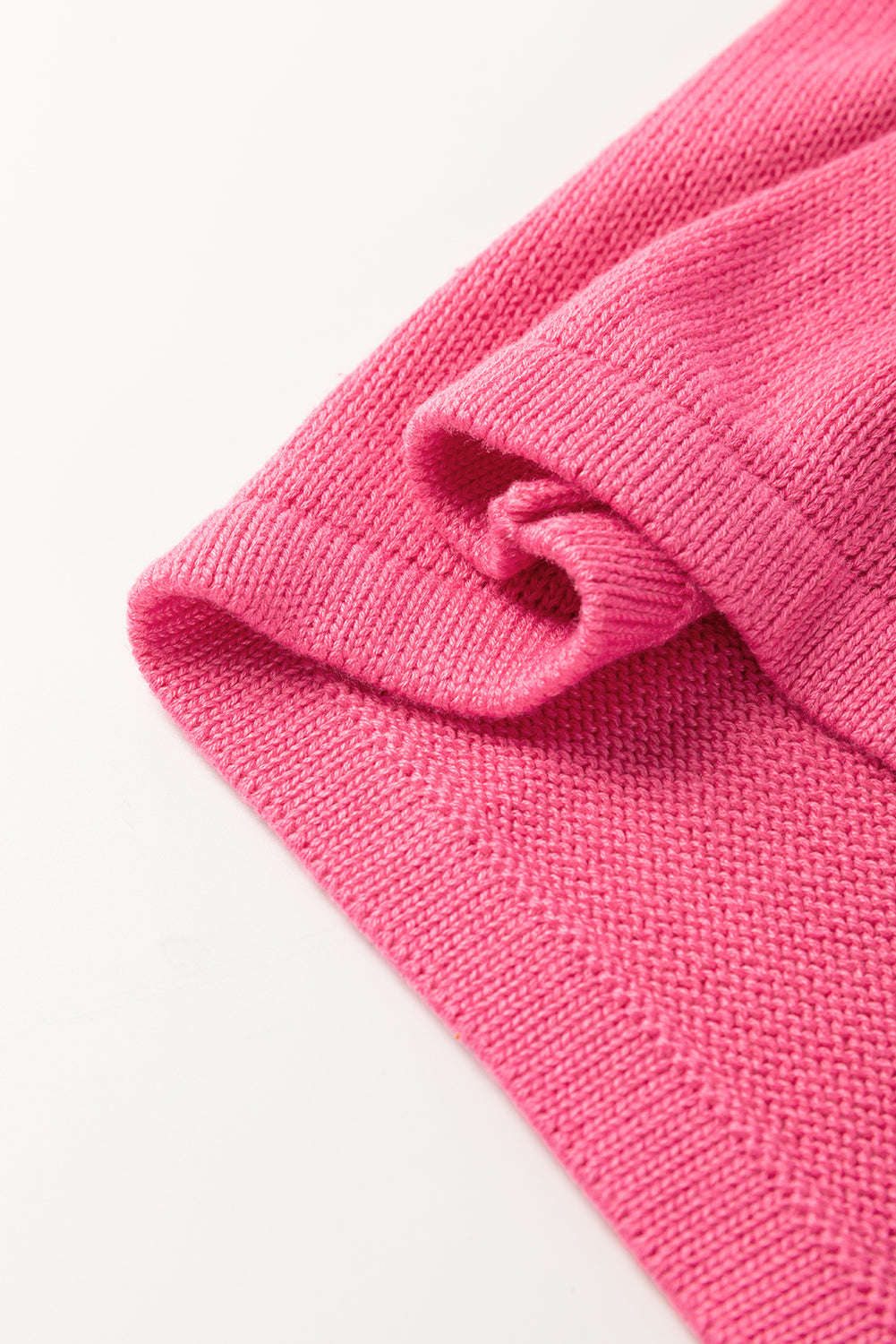 Bright Pink Contrast Trim Pearl Detail Sweater Tank Top