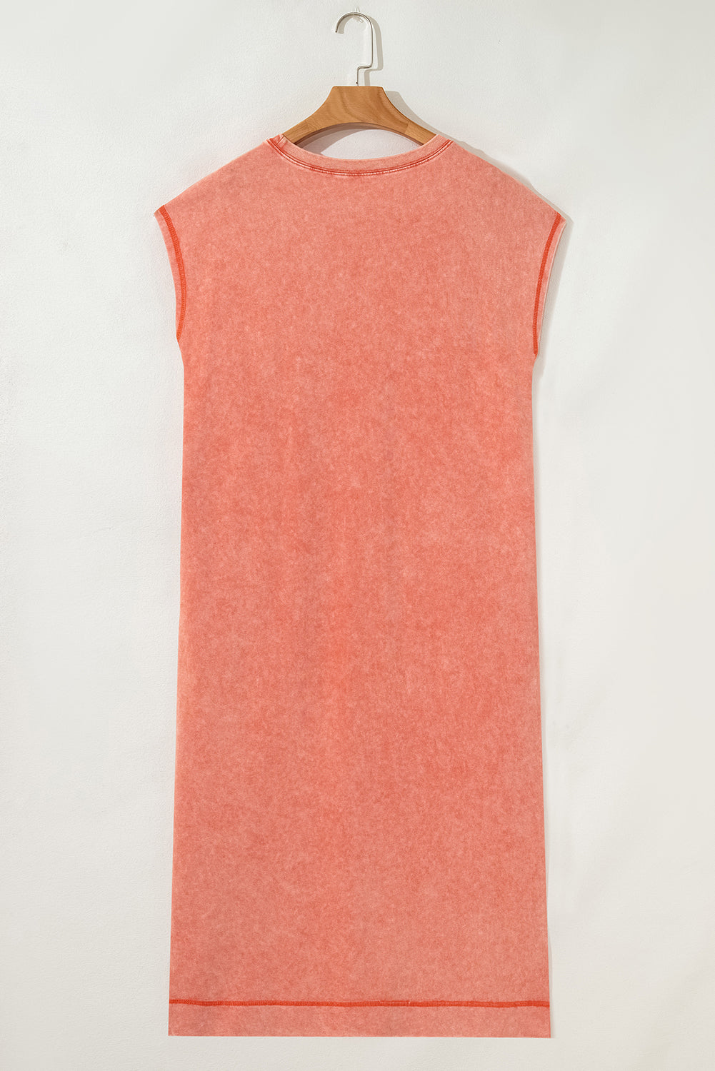 Carrot Mineral Wash Pocketed T-shirt Long Dress