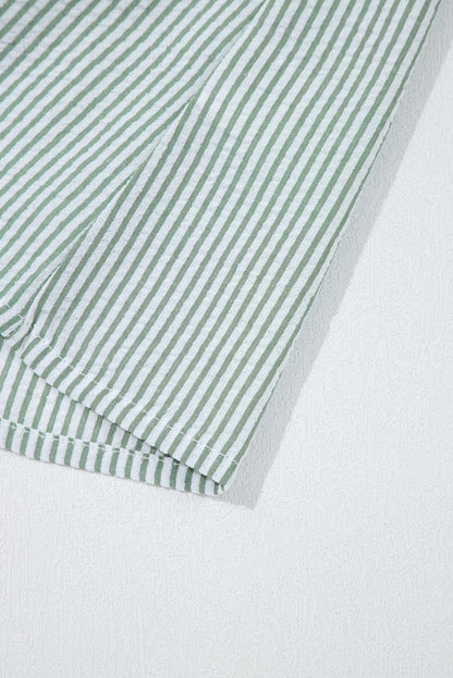 Green Stripe Lace Patchwork Crew Neck Tank Top