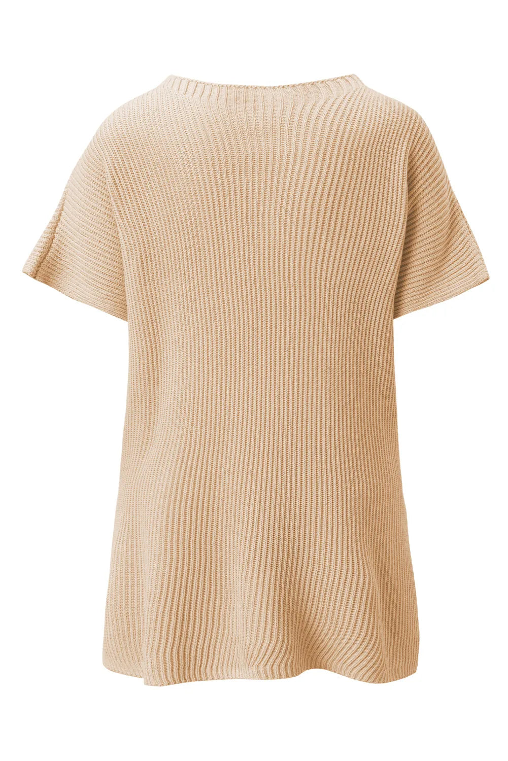 Apricot Short Sleeve Side Slit Oversized Sweater - Chic Meadow Boutique 