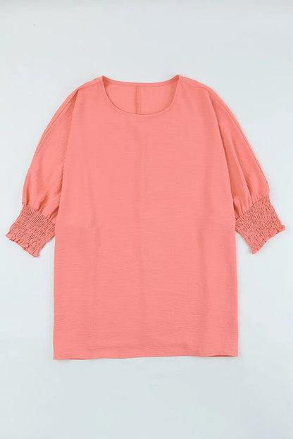 Pink Smocked Wrist Shift Top - Chic Meadow Boutique 