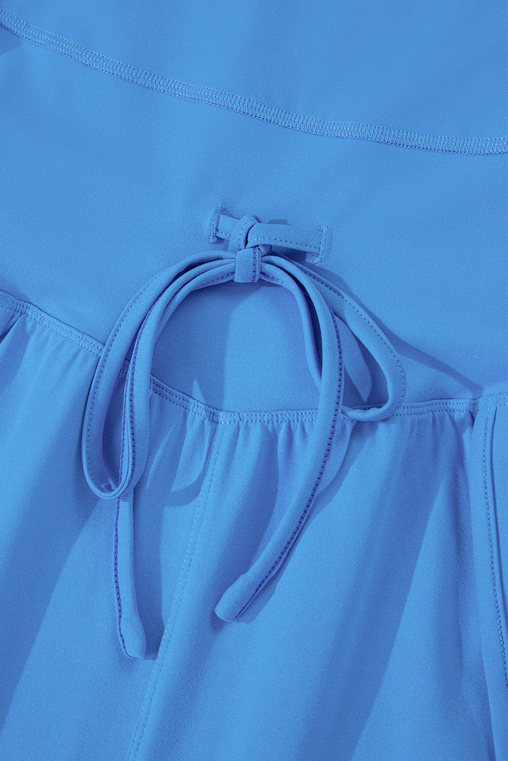 Blue Crossed Spaghetti Straps Drawstring Waist Sporty Romper