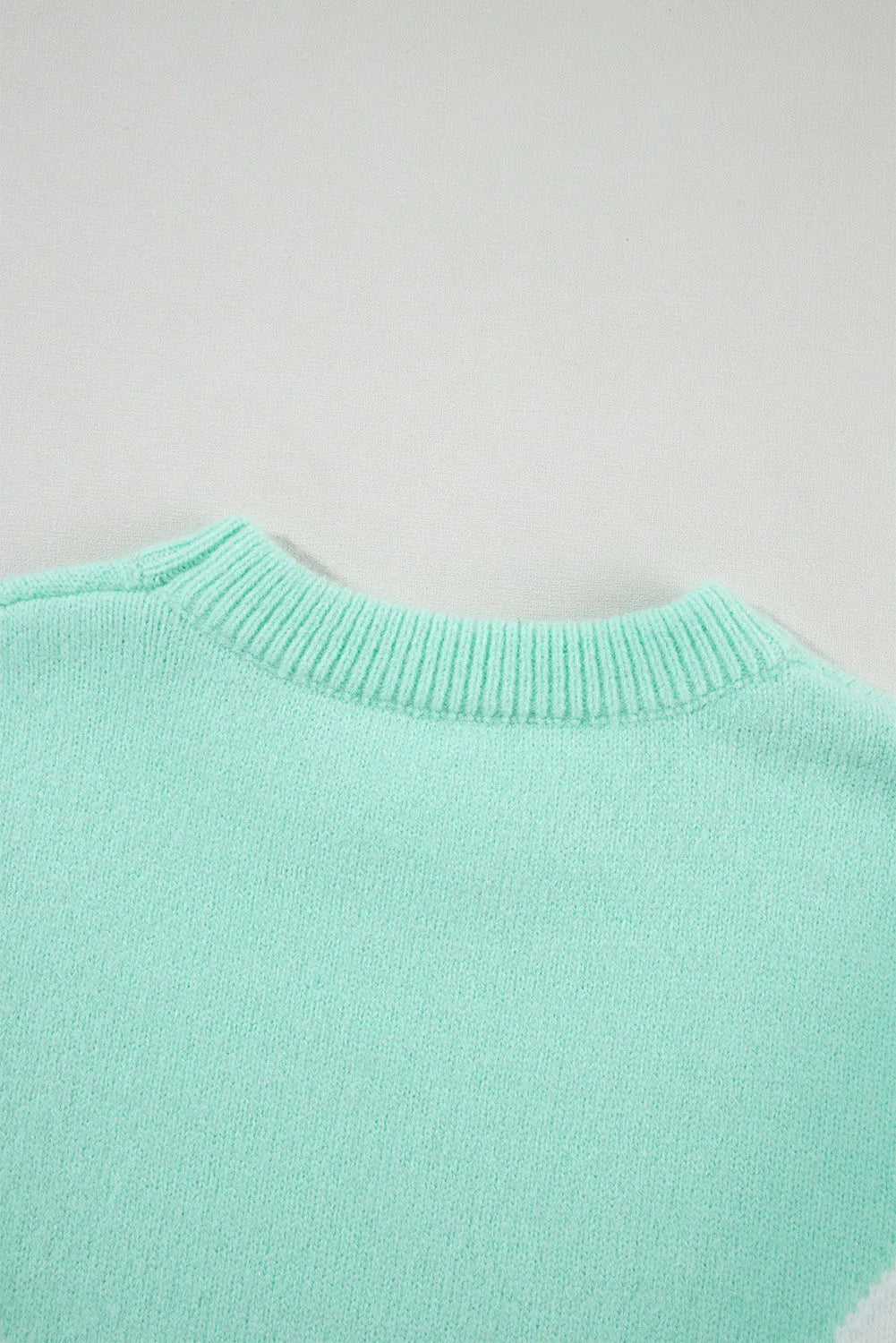 Green Chevron Colorblock Ribbed Knit Drop Shoulder Sweater - Chic Meadow Boutique 