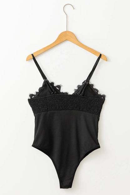 Black Scallop Lace Sleeveless Bodysuit - Chic Meadow Boutique 