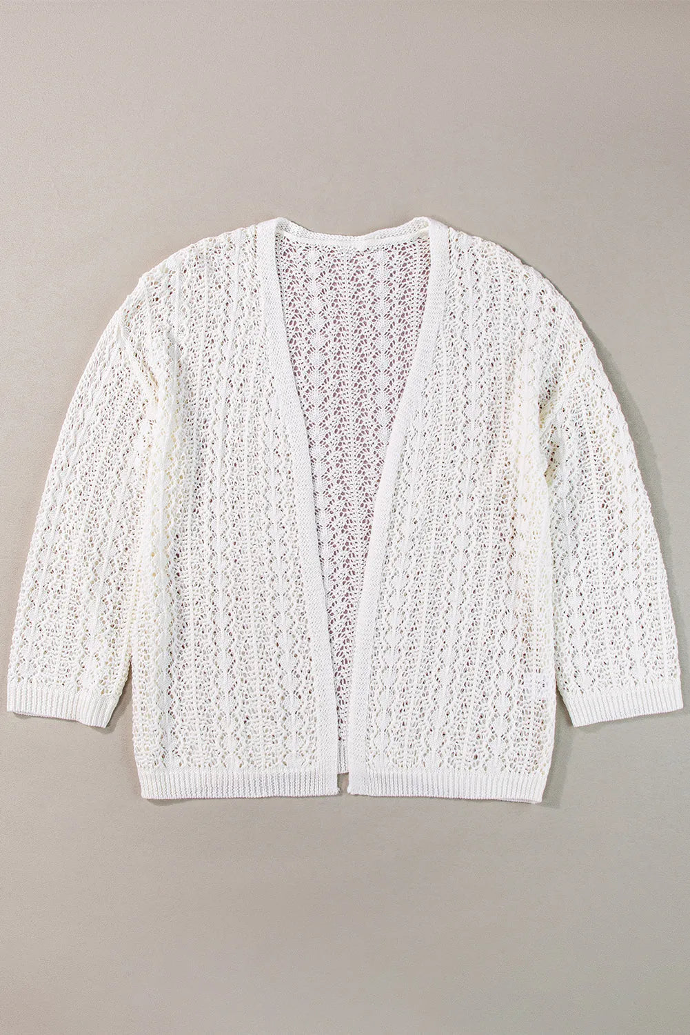 Tops/Sweaters & Cardigans White Stylish Hollow Out Knit Drop Shoulder Cardigan