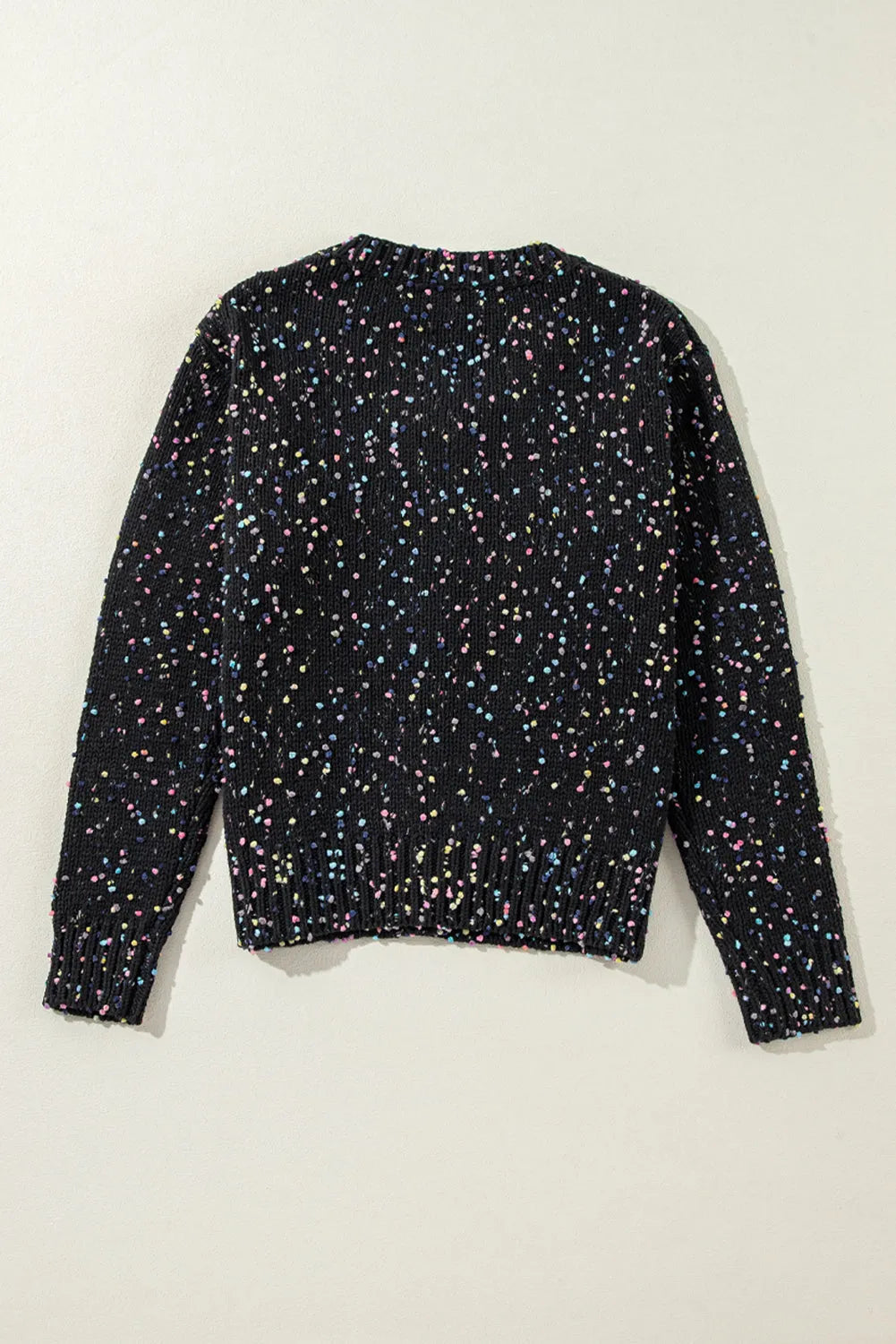 Black Multicolor Confetti Sweater Cardigan - Chic Meadow Boutique 