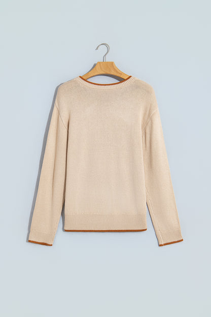 Parchment Corder HOWDY Letter Graphic Crew Neck Relaxed Sweater