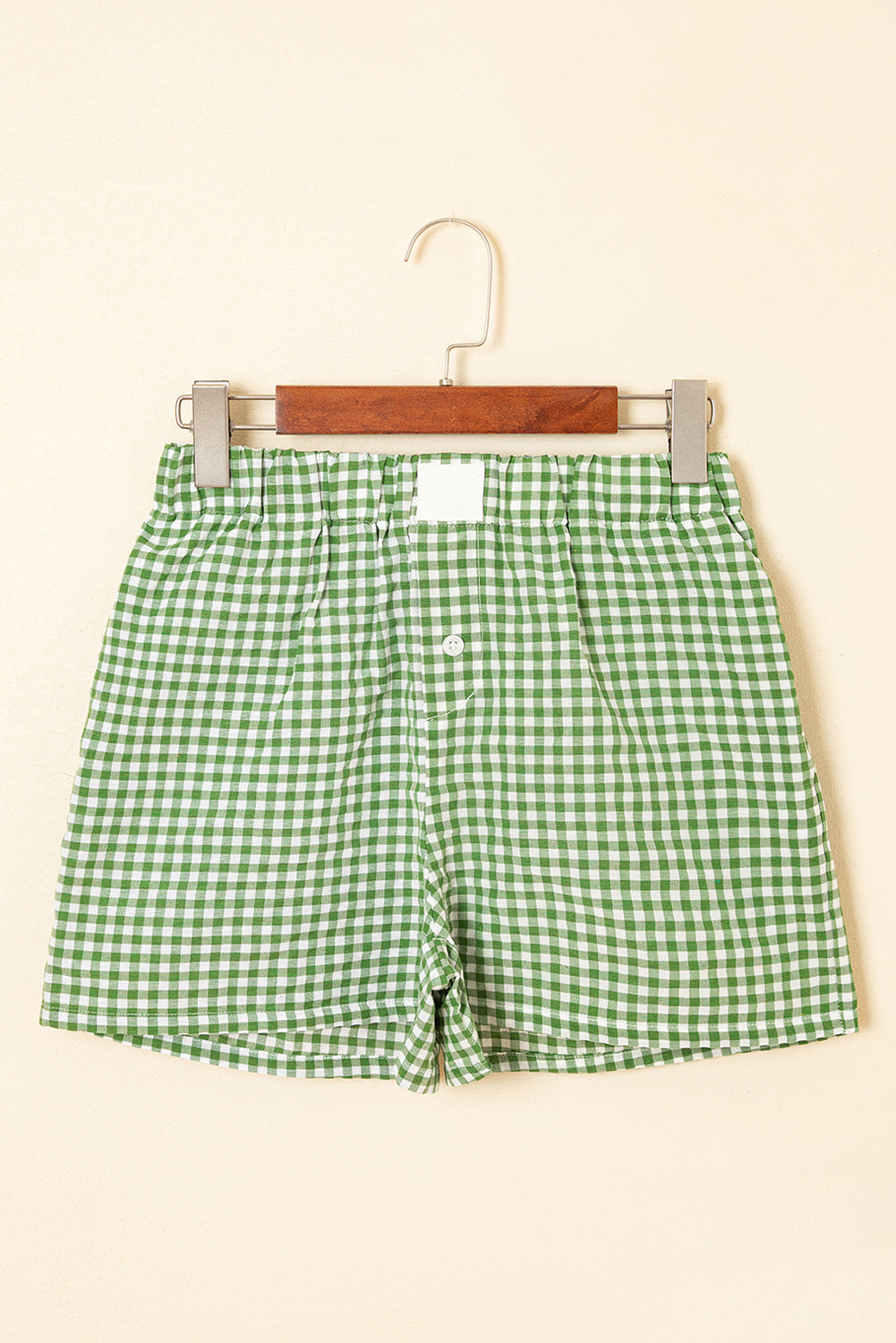 Fern Green Red Plaid Gingham Printed High Waist Shorts