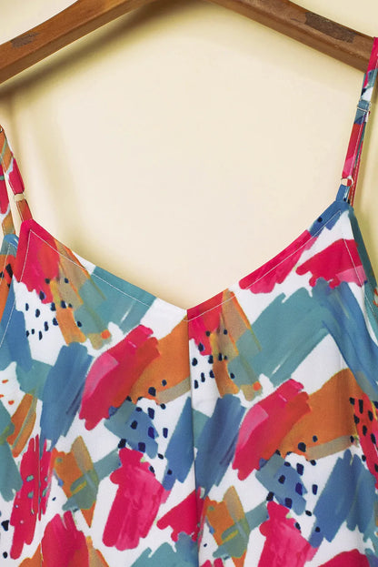 Multicolor Abstract Print Spaghetti Straps Maxi Dress - Chic Meadow Boutique 