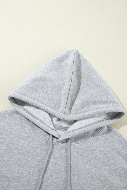 Light Grey Fleece Lined Kangaroo Pocket Drawstring Chunky Hoodie - Chic Meadow Boutique 