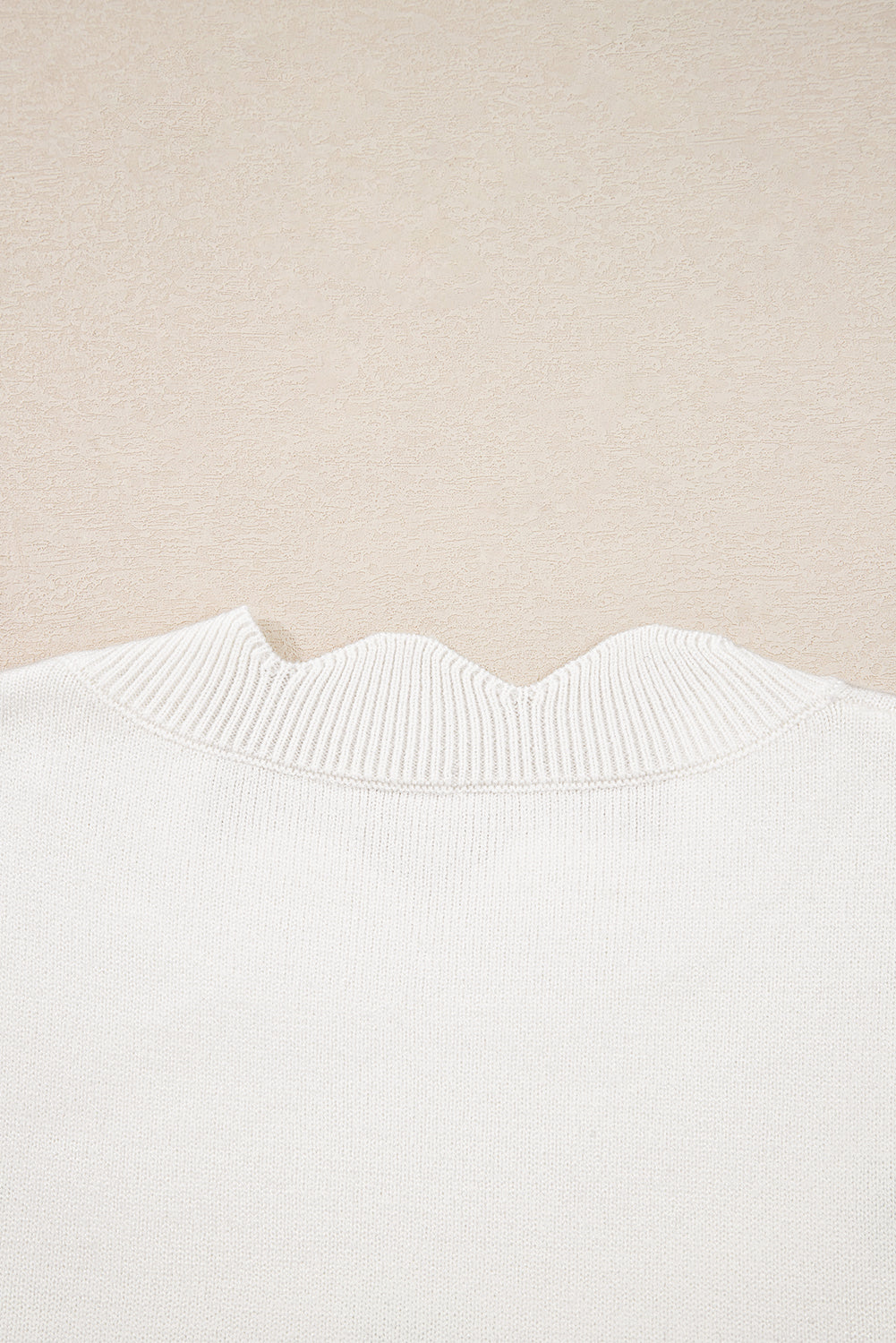 White Floral Embroidered Scallop Hem Cropped Sweater