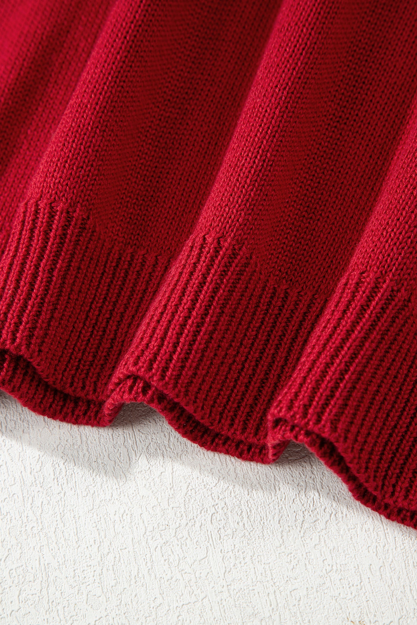 Racing Red Merry Colorful Dot Detail Christmas Drop Shoulder Sweater