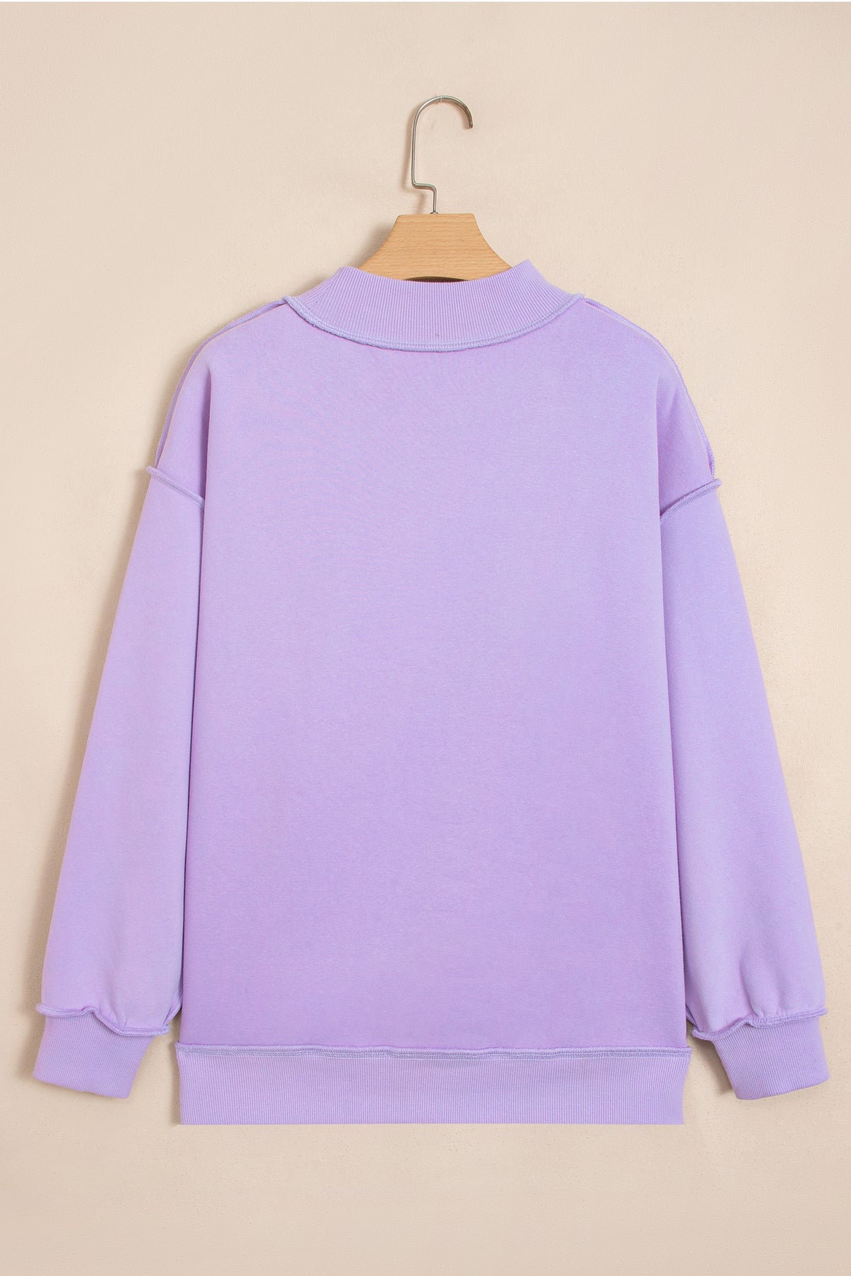 Orchid Bouquet JESUS Letter Patch Graphic Exposed Seam Mock Neck Baggy Sweatshirt