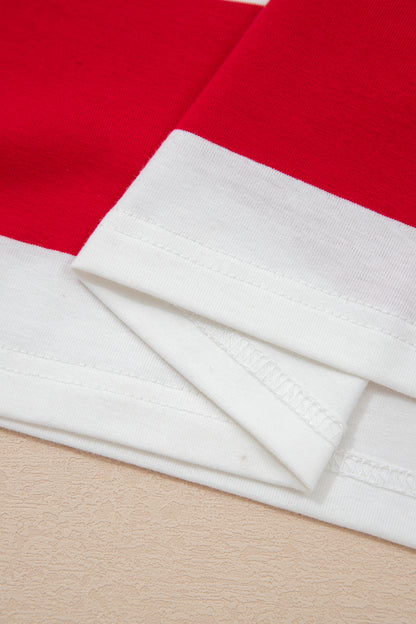 Racing Red Striped Color Block Oversize Tunic Tee