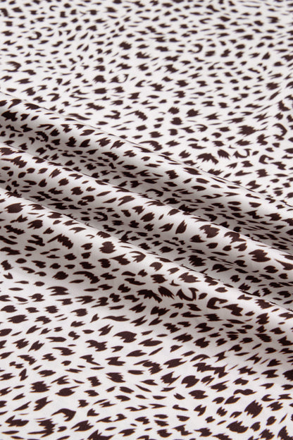 Brown Cheetah Print Trim Split Long Western Skirt