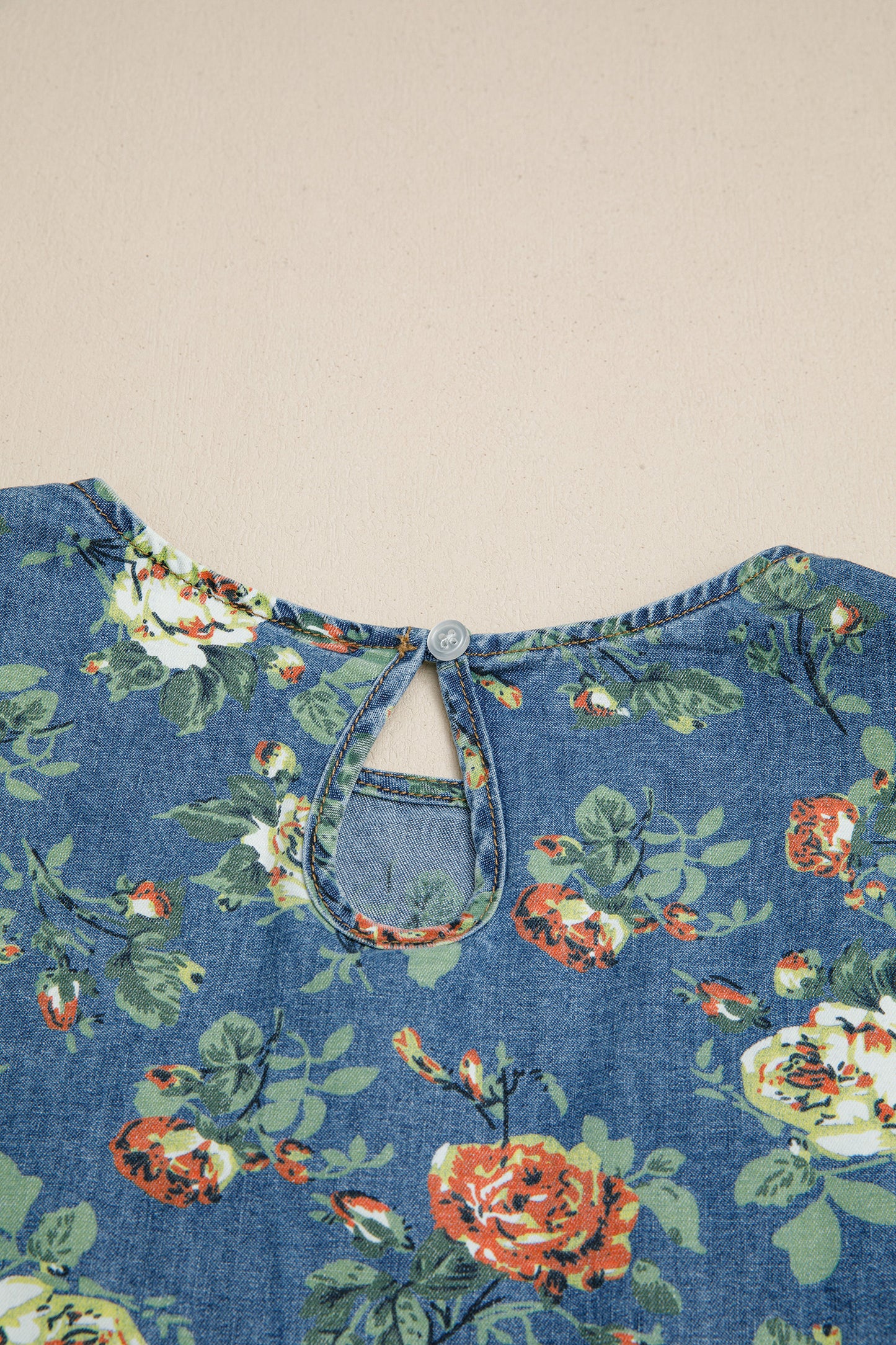 Ashleigh Blue Ruffled Short Sleeve Floral Denim Top