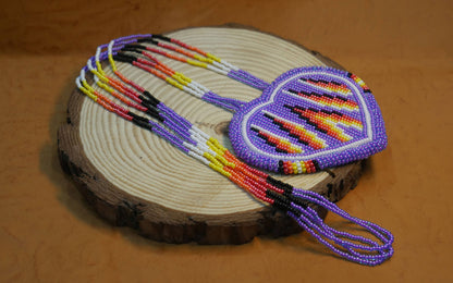 Native American Beaded Purple heart medallions Necklace