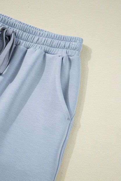 Beau Blue Half Zip Thumbhole Sleeve Hoodie Active Pants 2pcs Outfit