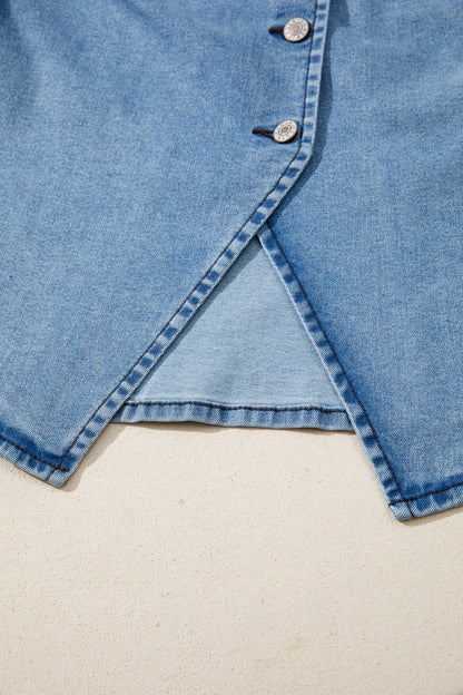 Myosotis Buttoned Front Slit Denim Vest