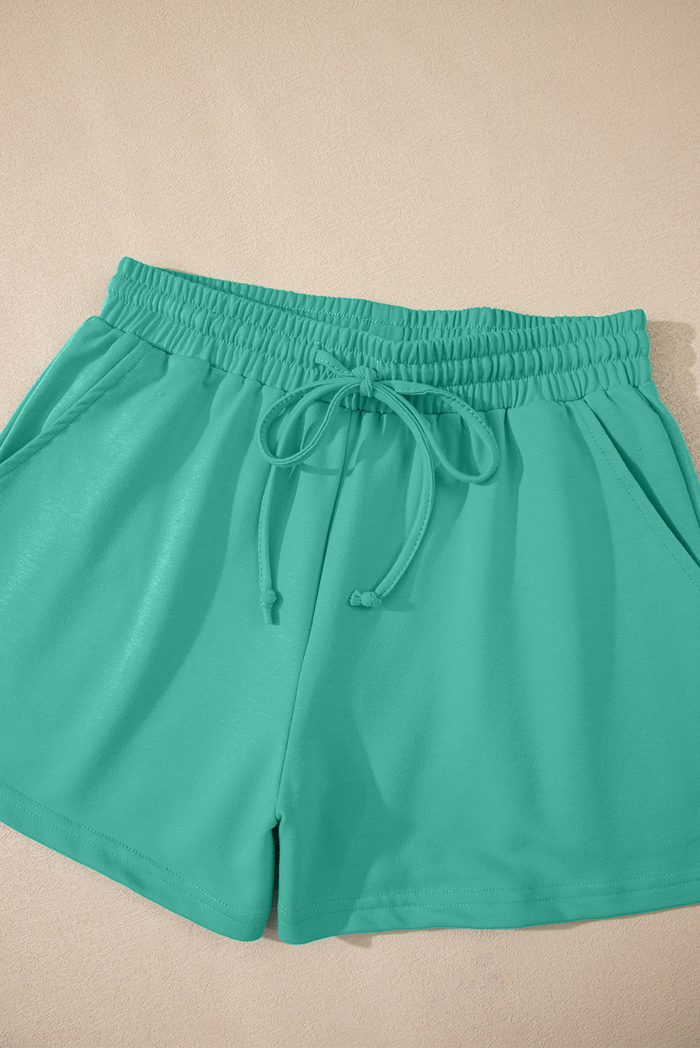 Sea Green Solid Loose V Neck Half Sleeve Tee and Shorts