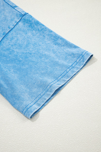 Blue Mineral Washed Oversized Tee