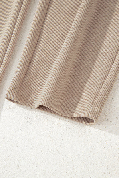 Gray Morn Corduroy Leopard Drawstring High Waist Trousers