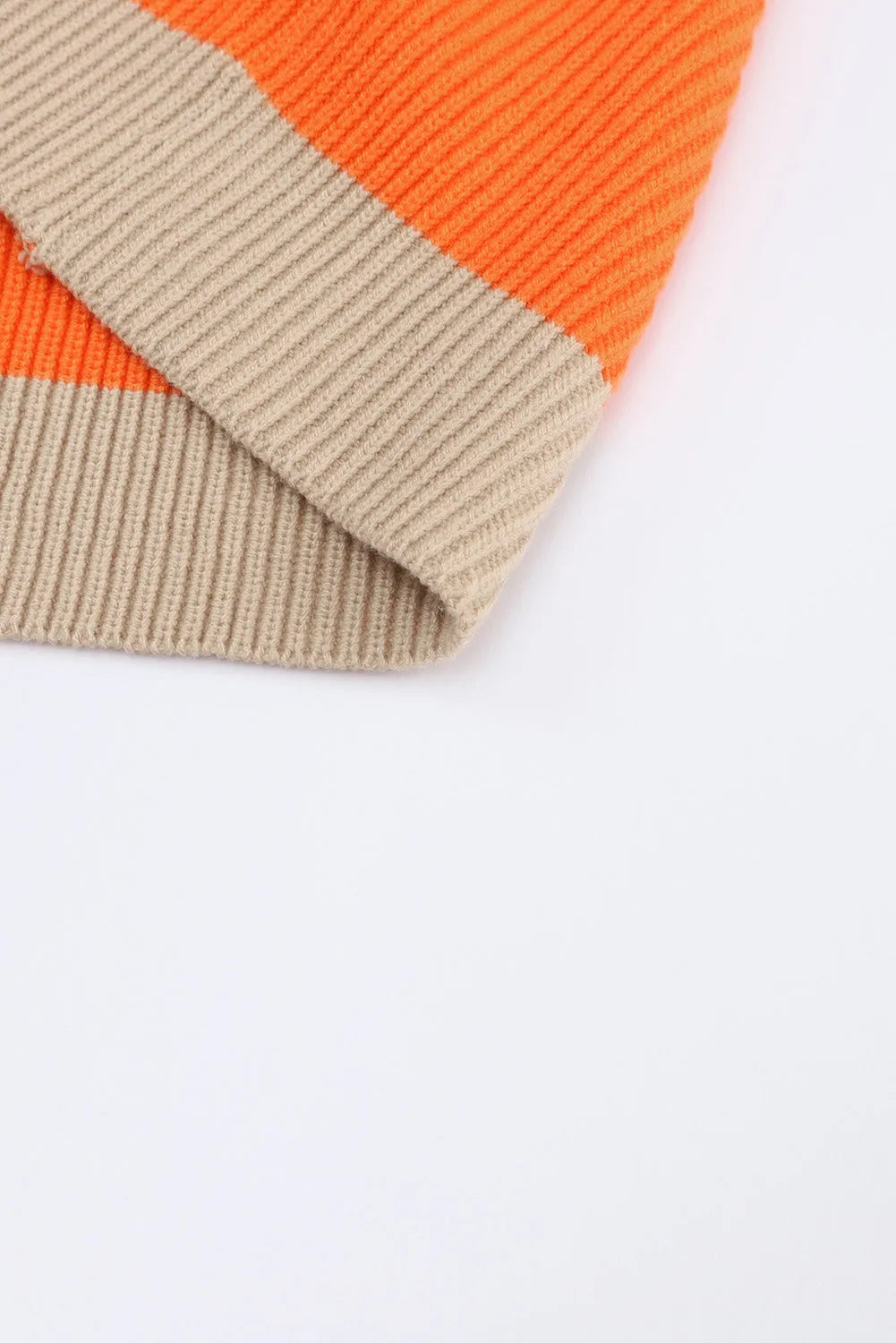 Orange Colorblock Ribbed Knit Cardigan - Chic Meadow Boutique 