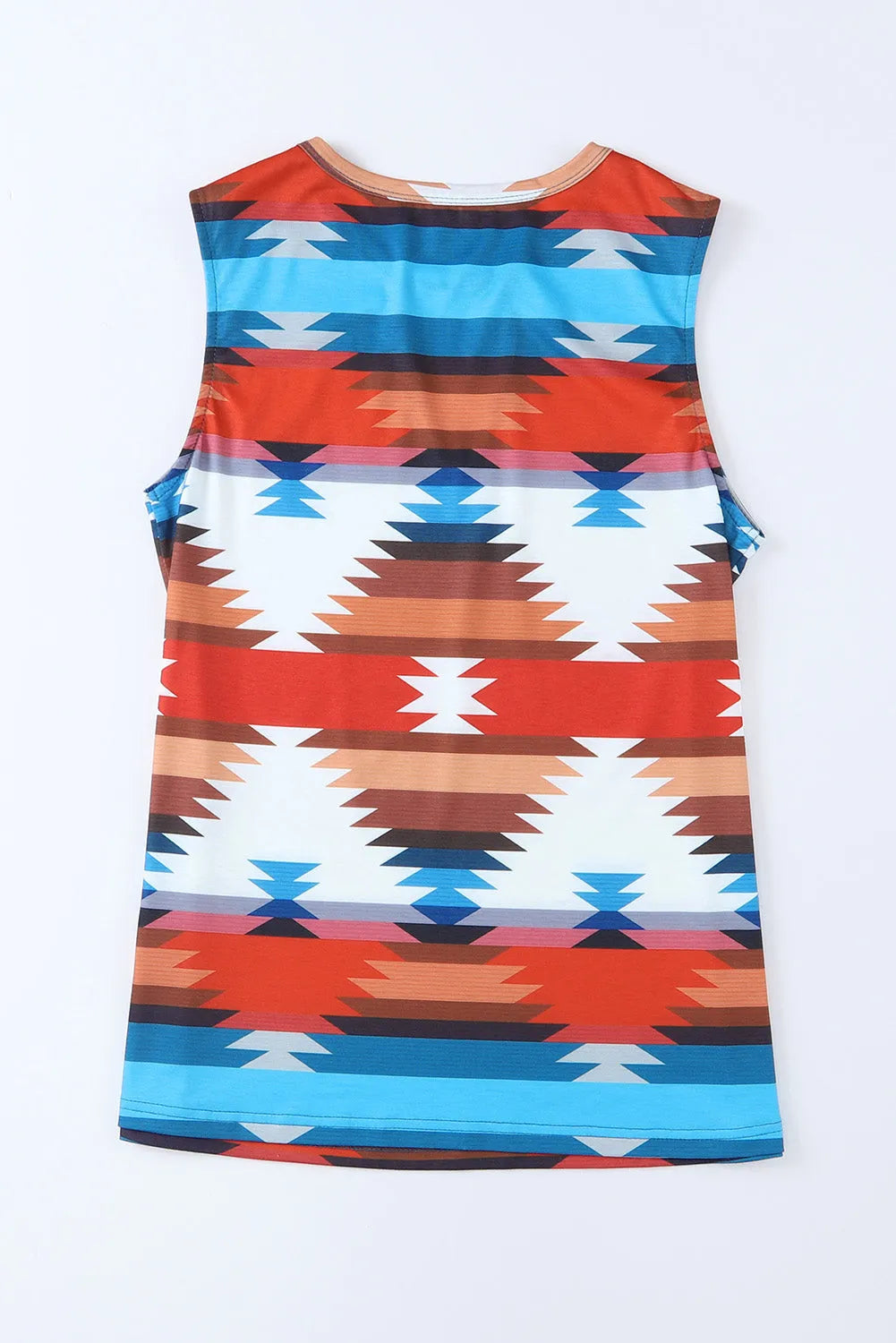 Fiery Red Aztec Geometric Print Hollowed Neckline Tank Top - Chic Meadow Boutique 