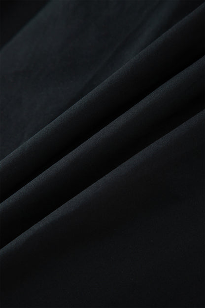 Black Contrast Trim Pleated Casual Active Shorts