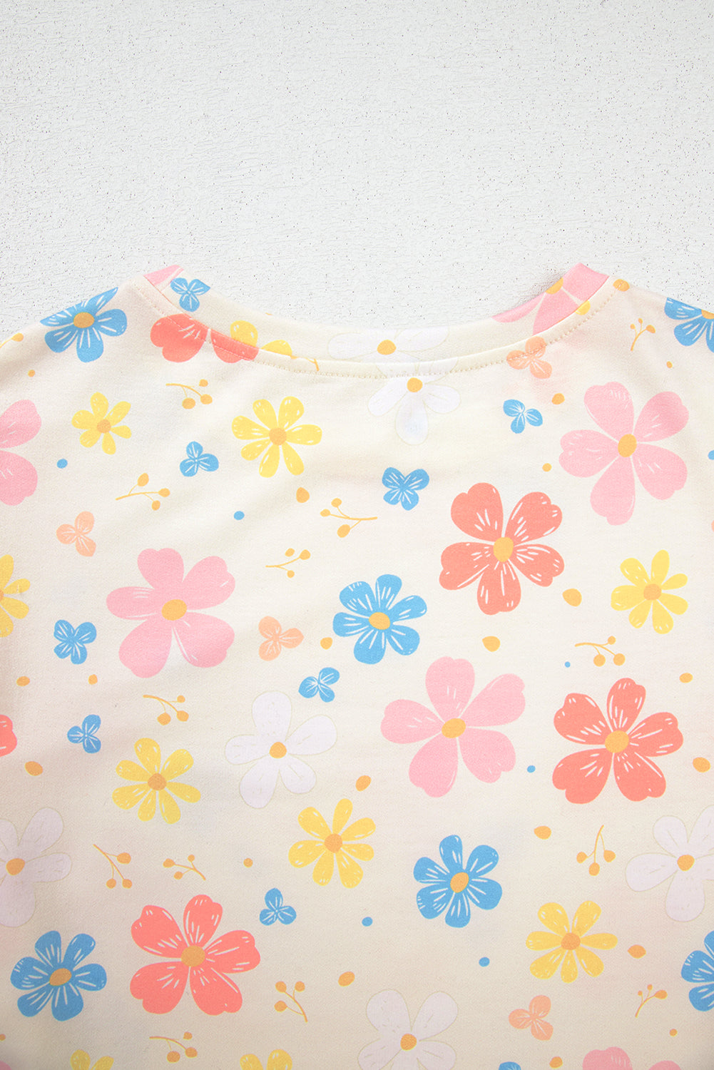 Apricot Floral Print Crop Top Wide Leg Short Set