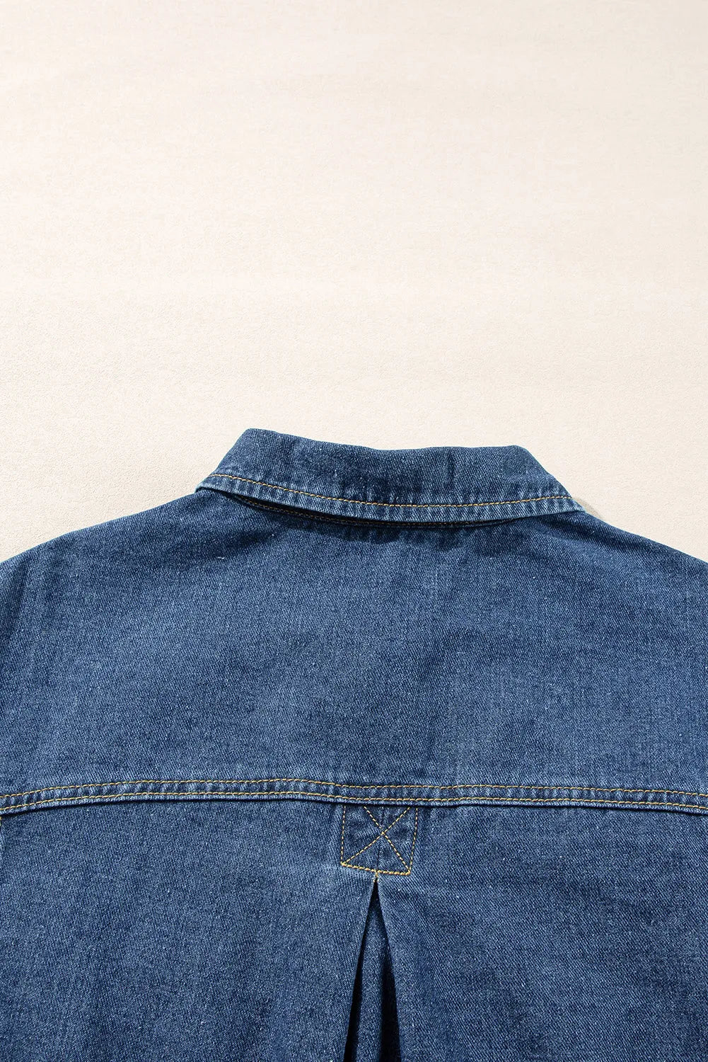 Dark Blue Washed Oversize Pocketed Denim Jacket - Chic Meadow Boutique 