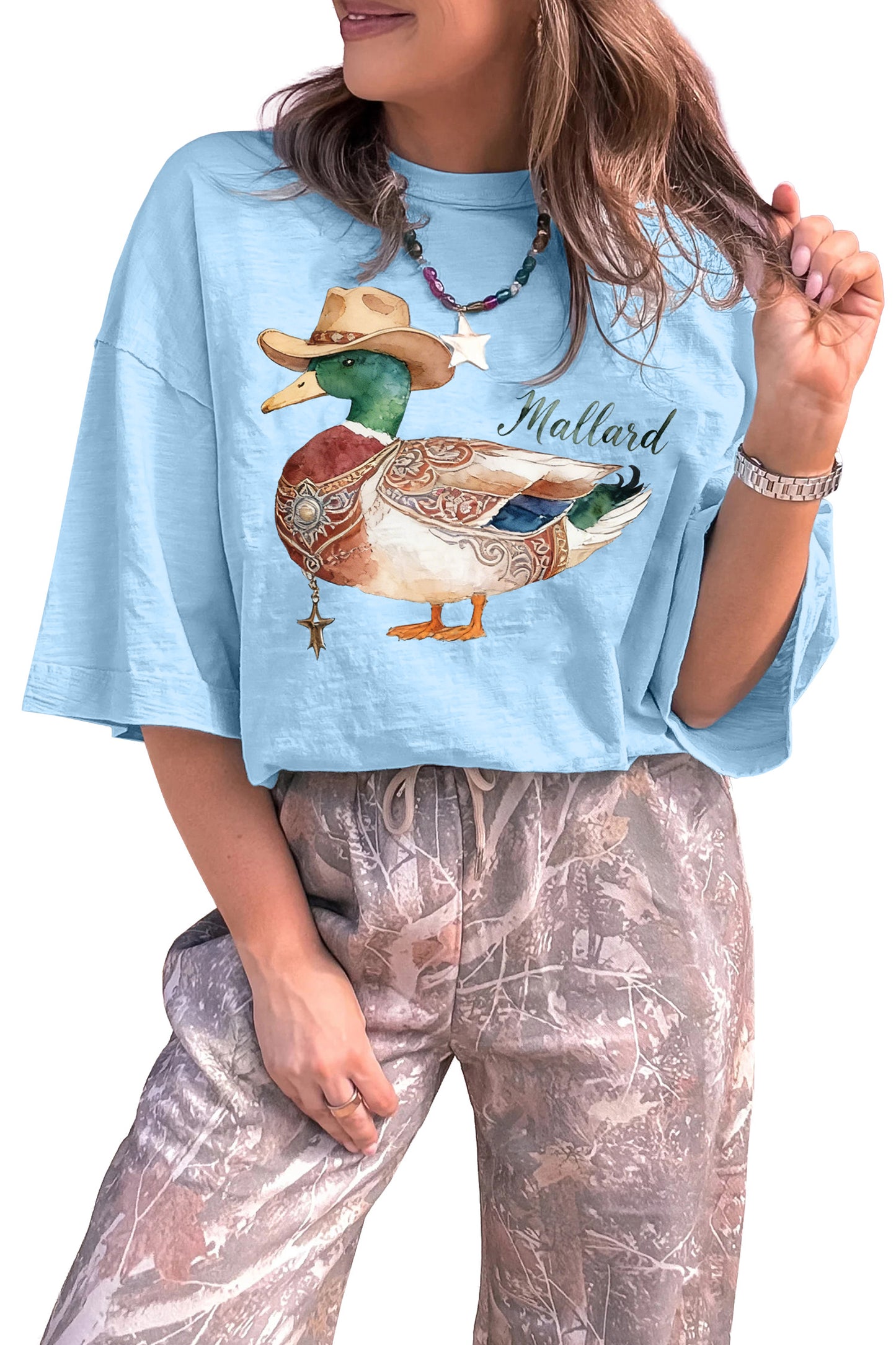 Mist Blue Western Mallard Oversized Tee