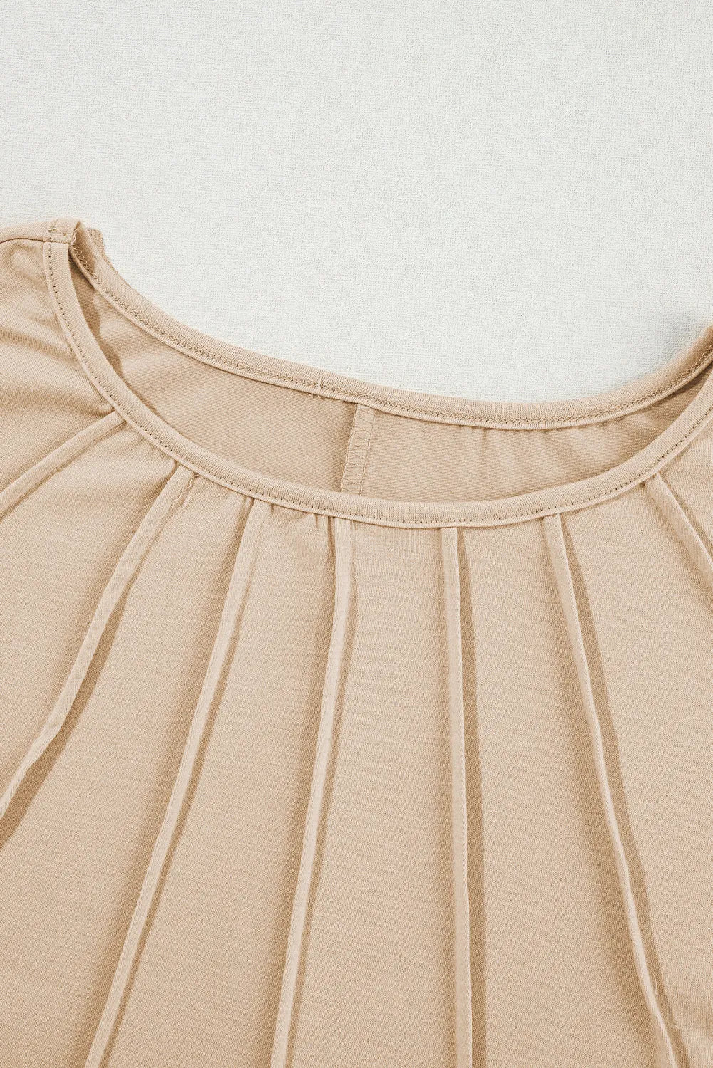 Apricot Plain Pleated Shirred Cuff Half Sleeve Top - Chic Meadow Boutique 