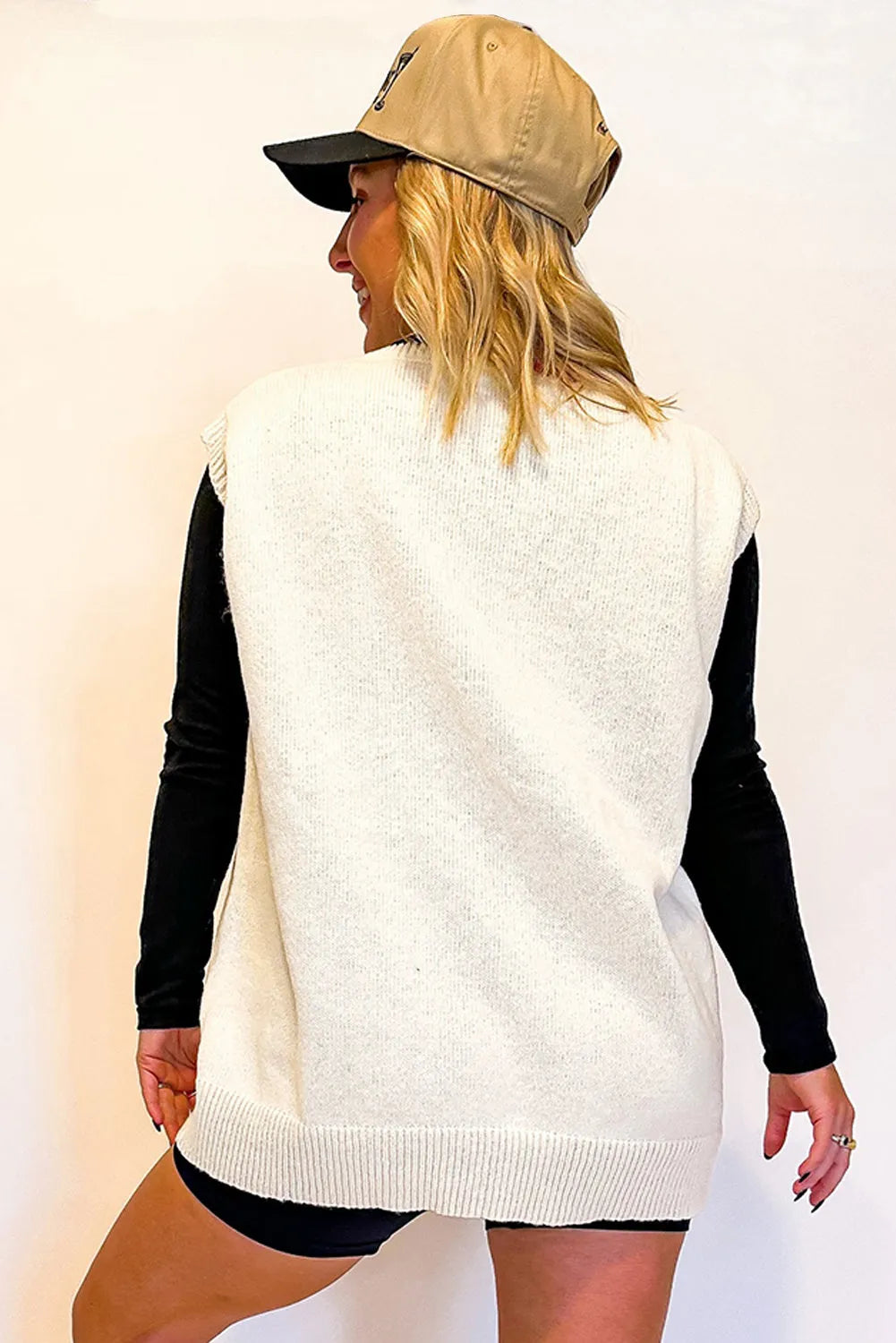 White Vintage Game Day Sweater Vest - Chic Meadow Boutique 