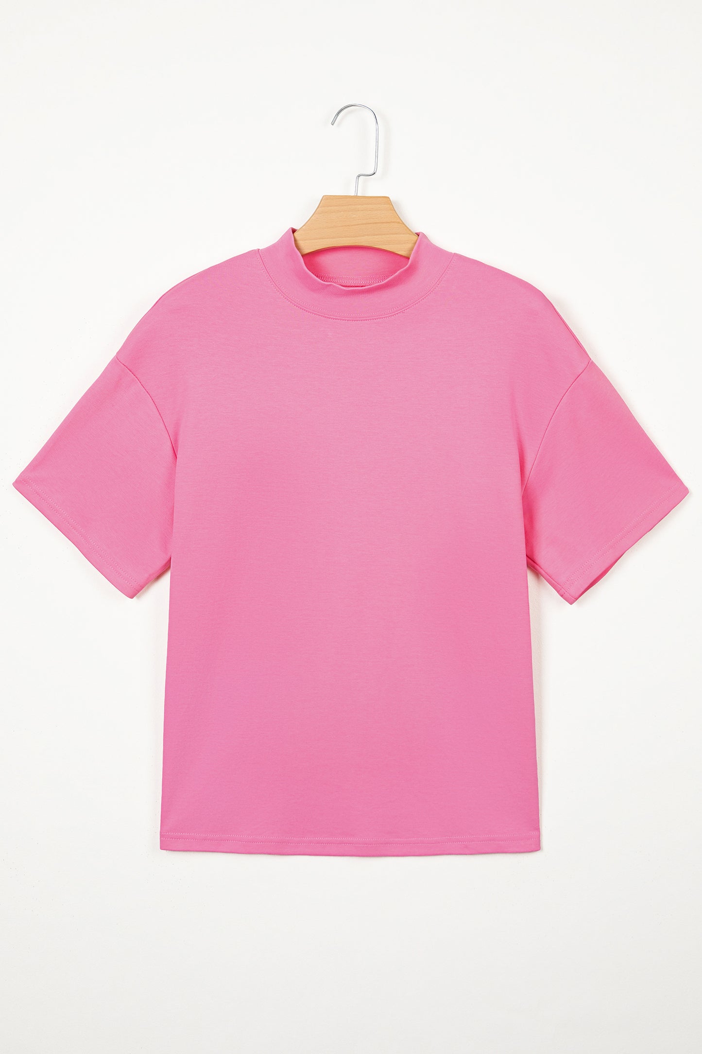 Sachet Pink Solid Color High Neck Oversize Tee