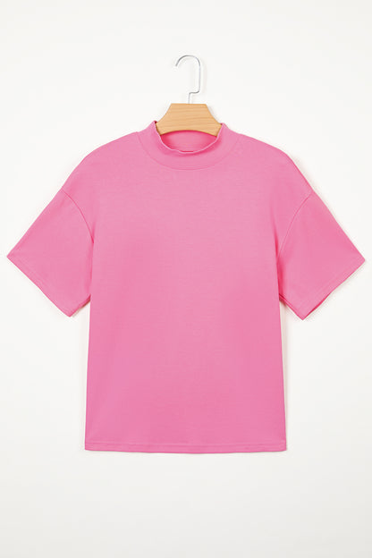 Sachet Pink Solid Color High Neck Oversize Tee