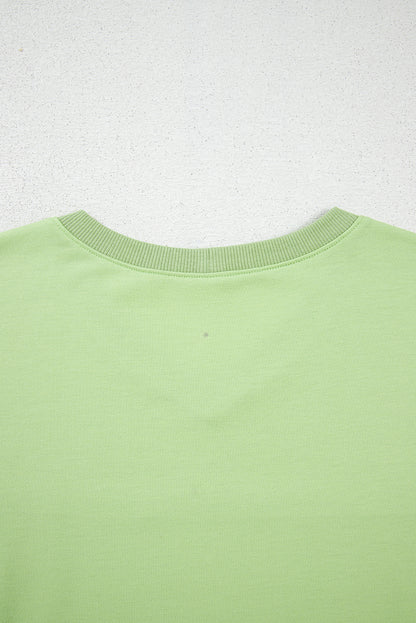 Meadow Mist Green Solid Loose V Neck Half Sleeve Tee and Shorts