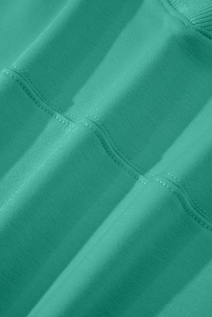 Sea Green Solid Loose V Neck Half Sleeve Tee and Shorts