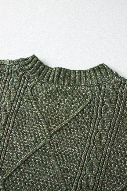 Sweaters & Cardigans/Sweater Dresses Mist Green Cable Knit Drop Shoulder Loose Fit Sweater Dress