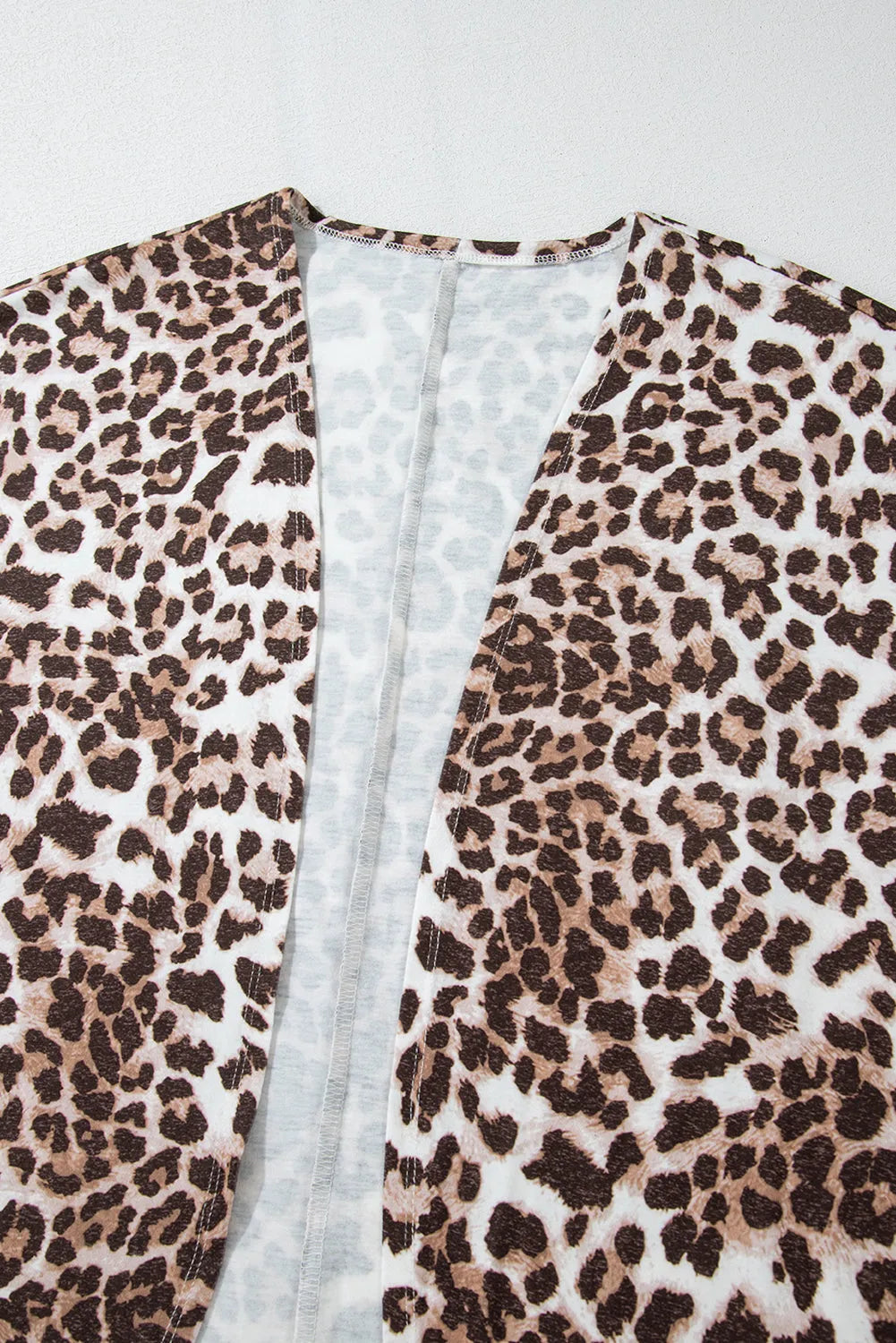 Khaki Leopard Print Batwing Sleeve Loose Tunic Cardigan - Chic Meadow Boutique 