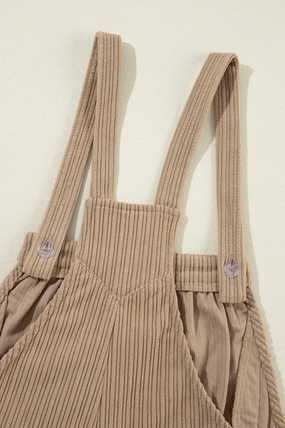 Bottoms/Jumpsuits & Rompers Gray Morn Solid Pocketed Loose Fit Corduroy Overall